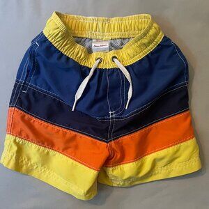 Hanna Andersson Striped Swim Trunks Boys Size 3 Blue Orange Yellow